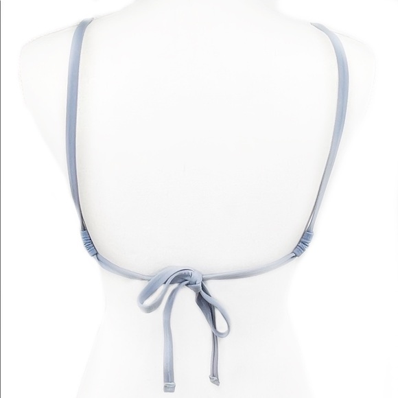 Kona Sol Light Blue Deep Plunging V Wired Halter Tie Padded Pinup Bikini Top S - Picture 3 of 4